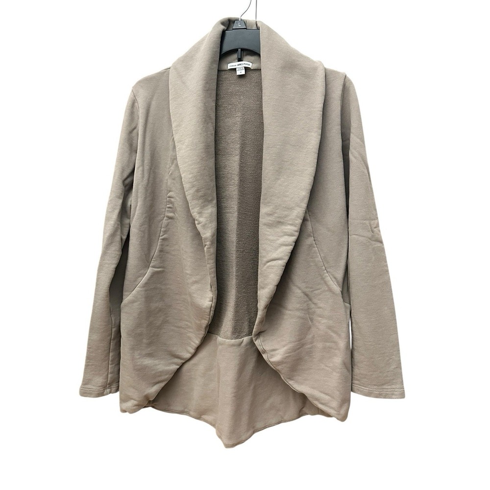 James Perse Standard Beige 100% Cotton Women's XL 4 French Terry Cardigan #KL9-6 - Picture 2 of 9